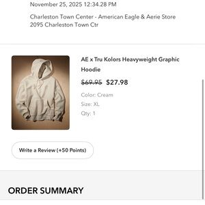 NWT American Eagle Outfitters Cream Heavyweight Graphic Hoodie